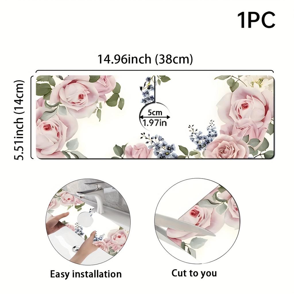 1Pcs Floral Sink Faucet Absorbent Mat, Drainage Pad, Kitchen, Bathroom Sink, Countertop, Drain Pad, Diatomaceous Mud Washbasin, Quick Drying Pad