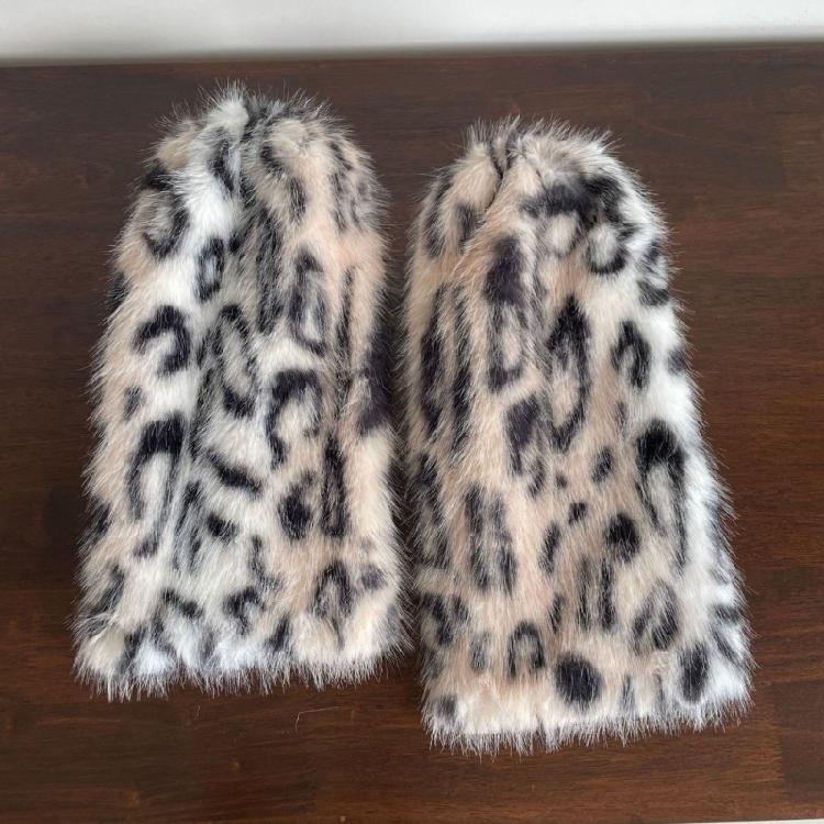 Ghette Stivali Svasati Pelose Morbide, Polsini Scaldamuscoli per Donne, Fantasia Leopardo Vintage, Coprigambe in Peluche, Calzini Lunghi a Tubo