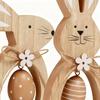 Wooden Easter Bunny Decor 2 Pieces Holiday Decoration Spring Table Centerpiece for Home Office Apartment Living Room Bedroom
