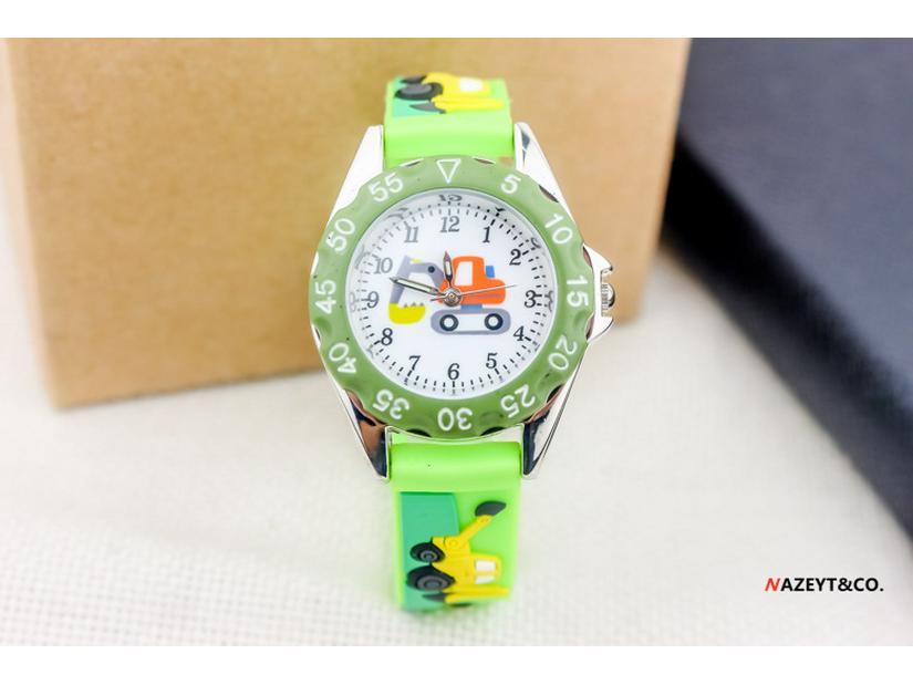 3D Cartoon Excavator Quartz Digital Watch for Kids