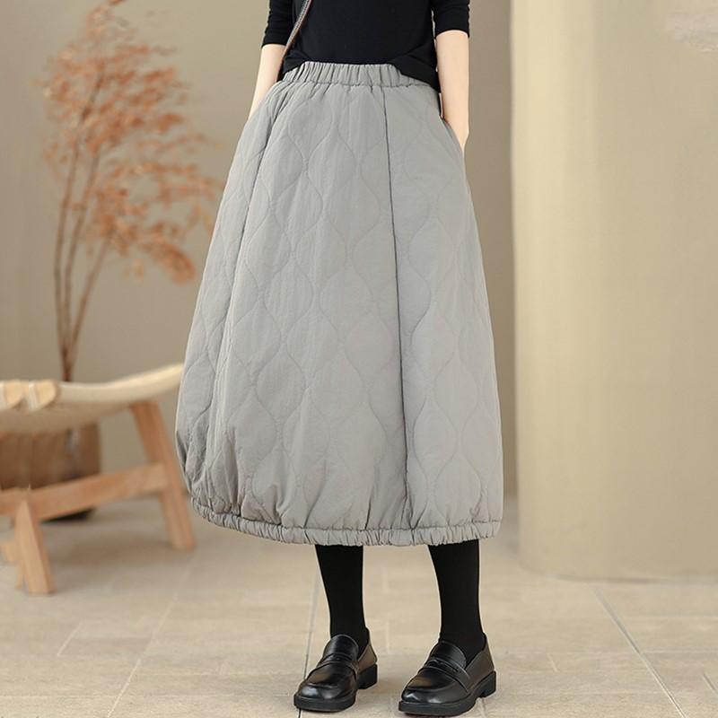 Bumbac căptușit, plus mărime, talie înaltă, epocă, primăvară, toamnă, iarnă, ocazional, lung, lung, pentru femei, fuste pentru femei.