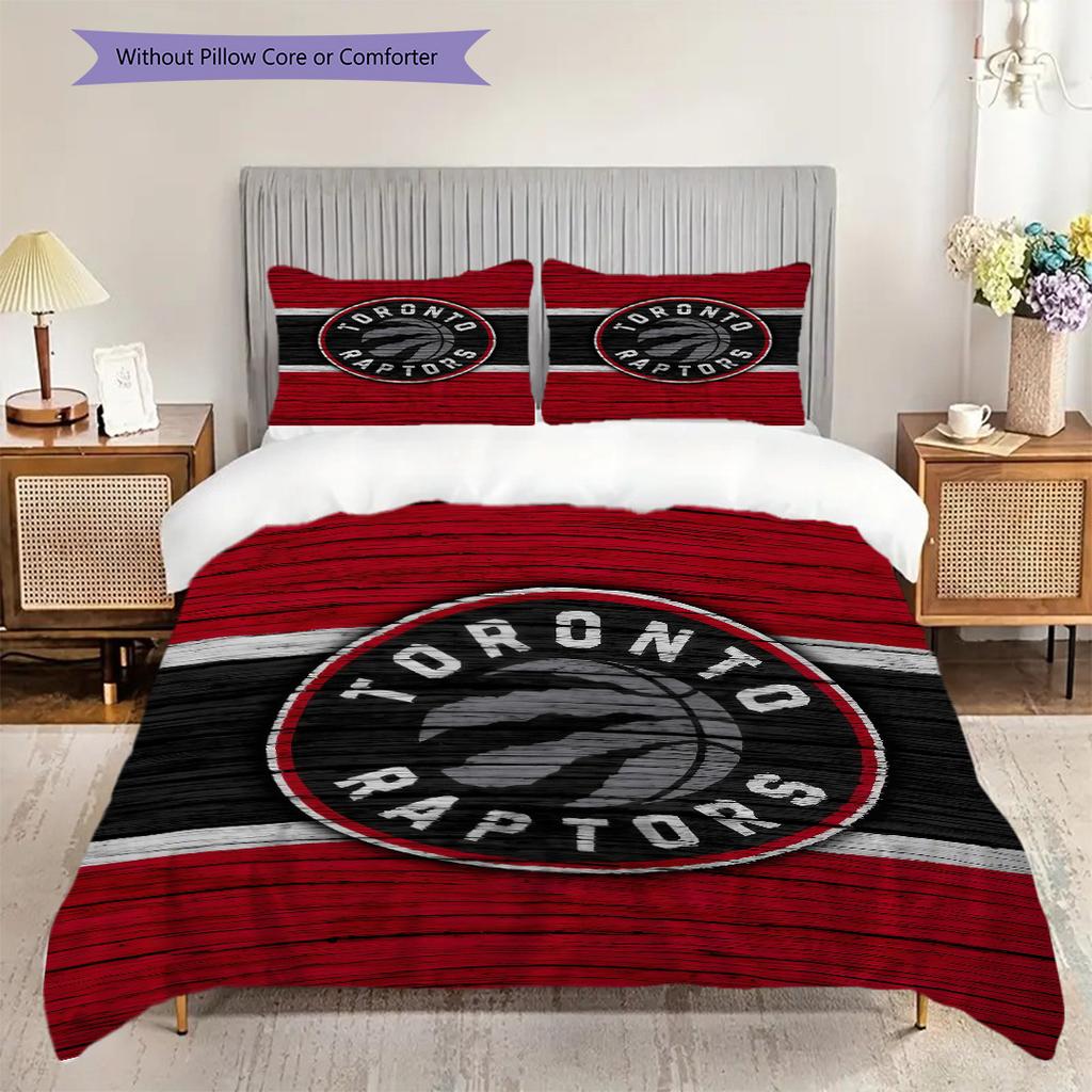 Toronto Raptors Bold Black Emblem Bedding(1 * Duvet Cover + 2 * Pillowcase, Without core)Soft and Comfortable Duvet Cover and Pillowcase Bedding Set