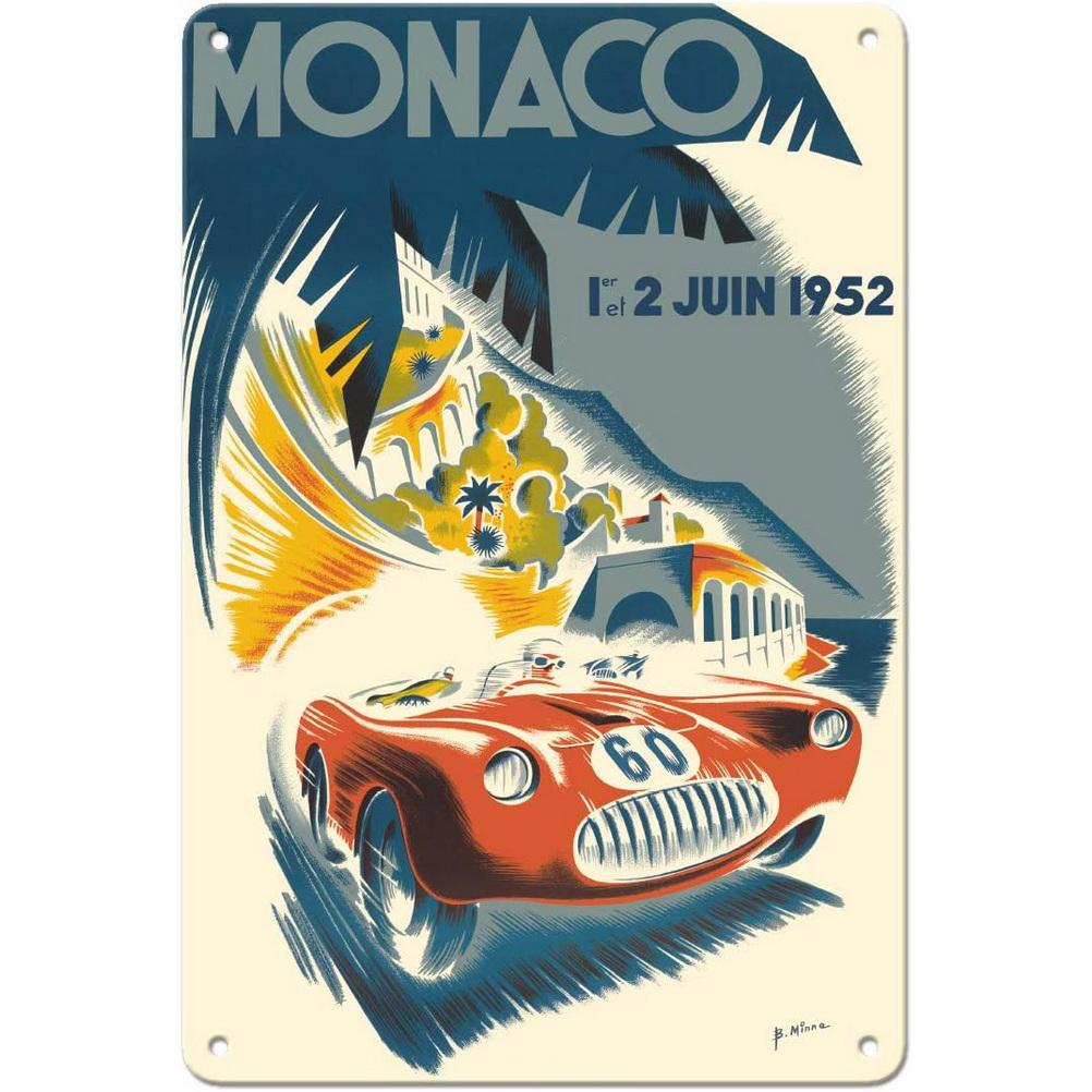 Monaca Grand Prix Car Racing Metal Tin Signs Posters Plate Wall Decor for Bars Game Room Man Cave Cafe Club Retro Posters Plaque