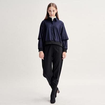 WUNDER GEIST Cape Sleeve Crop Ribbed Oversized Blouse