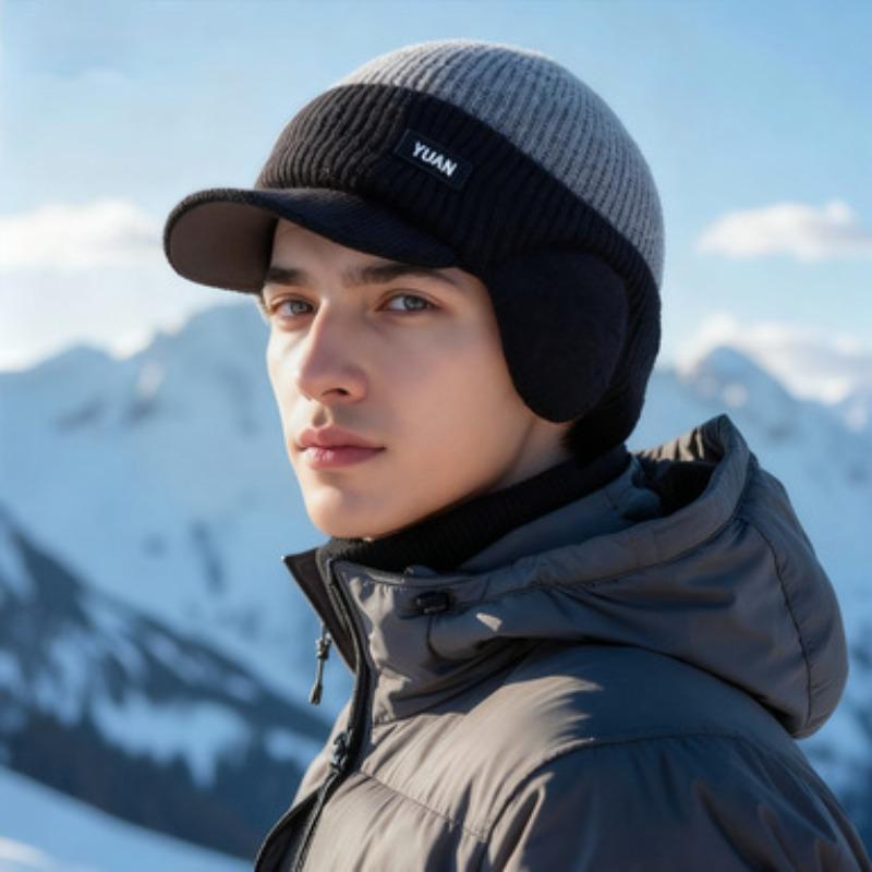Windproof Winter Thermal Knitted Baseball Cap with Ear Protection for Men and Women OutdoorSports Running Hiking Beanie Warm Hat