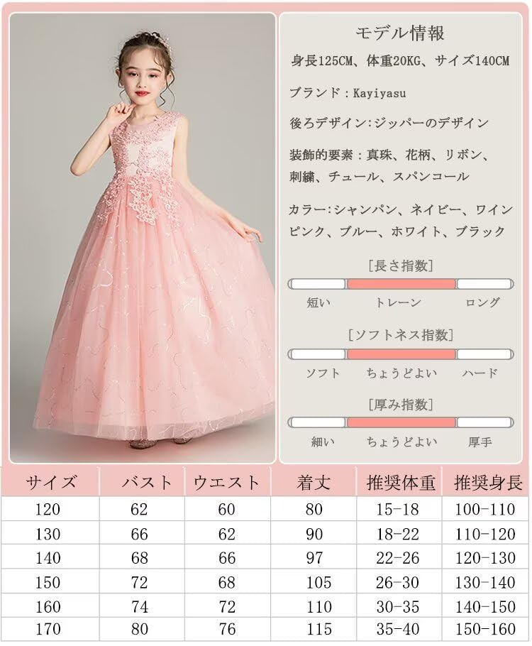 Dress Piano Recital Girls Formal Long Dress Wedding Graduation Party Embroidery Kindergarten Entrance Ceremony Suitable for Years Old [Kayiyasu]