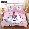 Unicorn Duvet Cover Set Cartoon Animal Bedding Set Single Twin King For Kids Girls Polyester Romantic Theme Star Comforter Cover