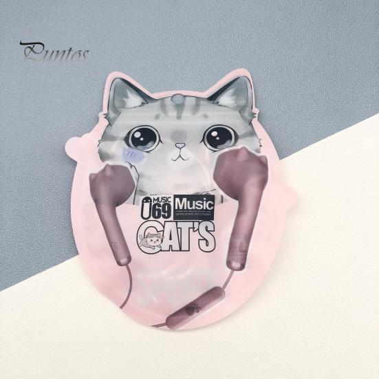 Kawakii Cat Earbuds Lovely Design HiFi Sound Quality Noise Reduction Mic Enhanced Brass 3.5mm In-ear Wired Headphones