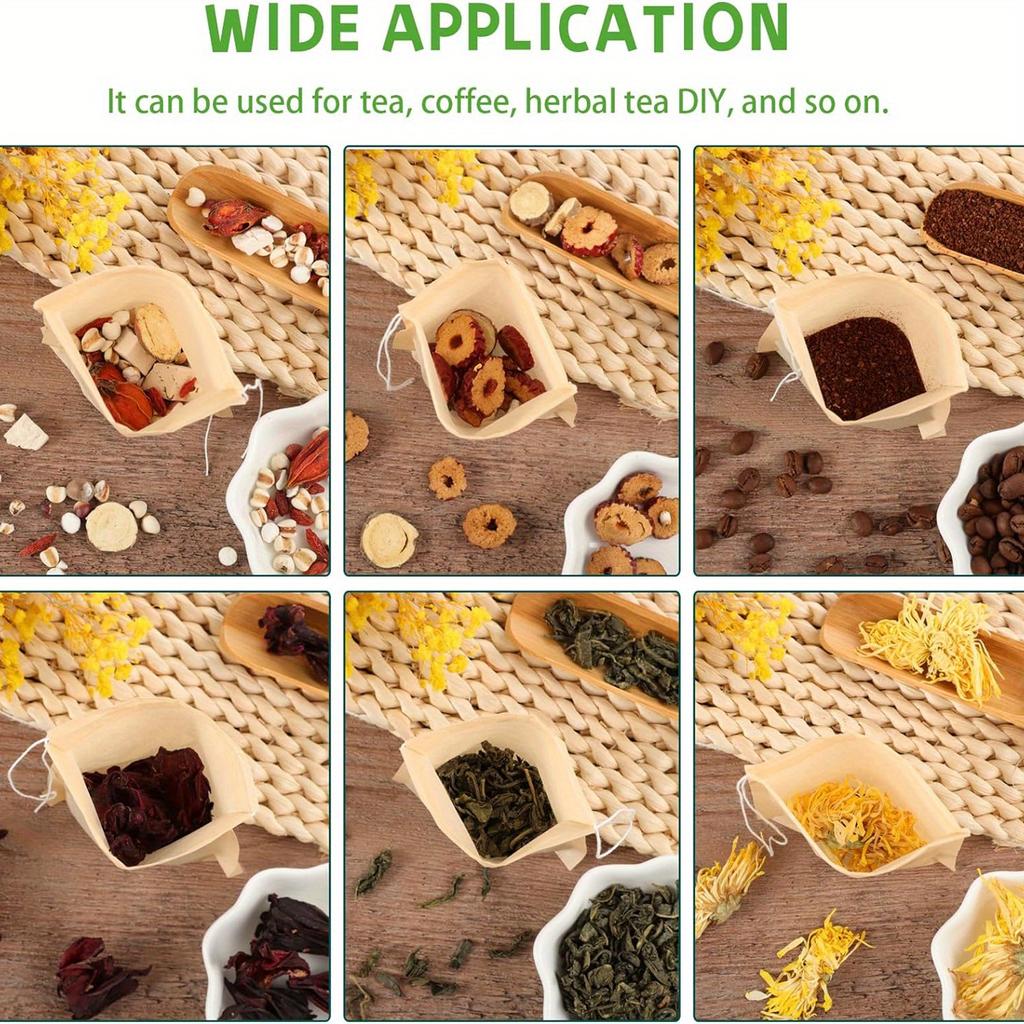 200pcs Bulk Tea Bags, Disposable Tea Bags with Drawstring, Tea Filter Bags Empty Tea Bags for Loose Leaf Tea and Coffee