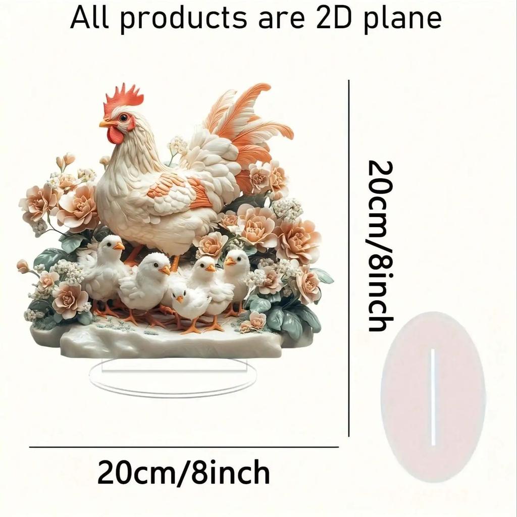 1pc farmhouse style acrylic rooster and chick tabletop decoration, suitable for living room and kitchen decoration,