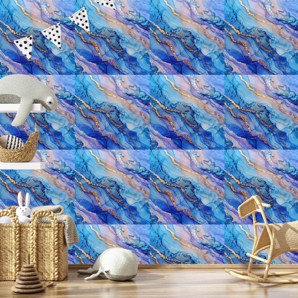 Wallpaper Ink blue, azure, purple and light gray 50x1000