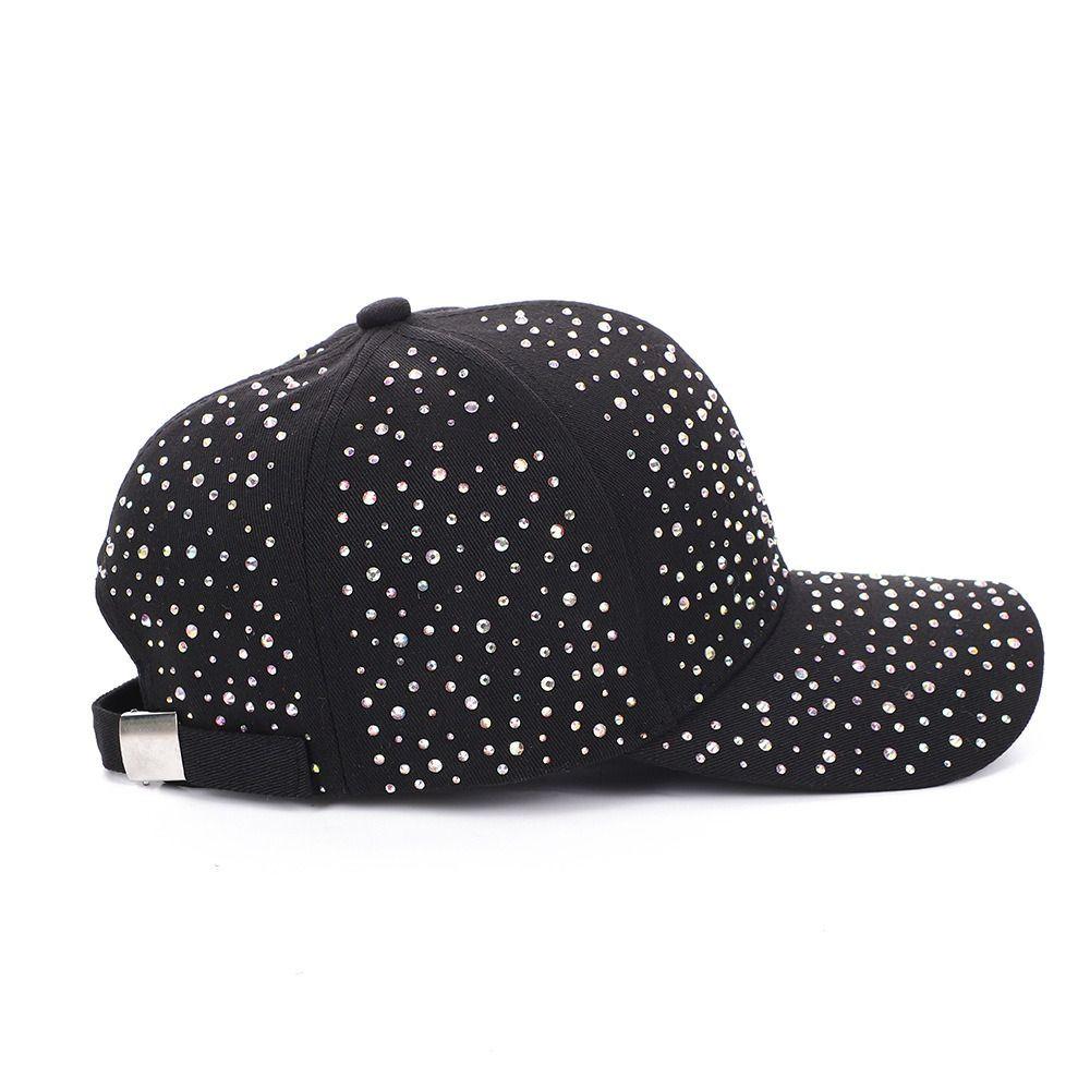 Cotton Full Rhinestone Baseball Hat Solid Color Sunscreen Hat Hotfix Rhinestones Baseball Cap Girl
