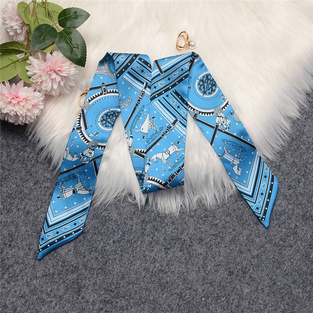 Luxury Horse Cloak Brand Scarf Fashion Design 100% Silk Scarf Women Headwear Skinny Bag Hair Scarves Neckerchief
