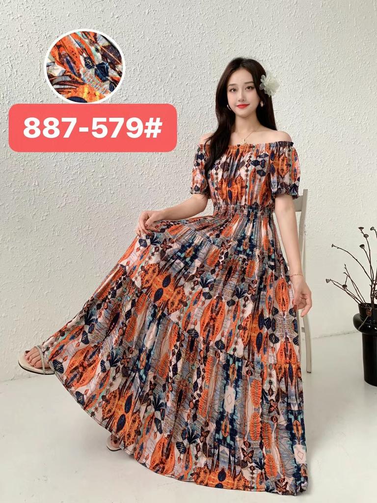 Seaside vacation beach dress cotton floral dress female shabahemi muslim