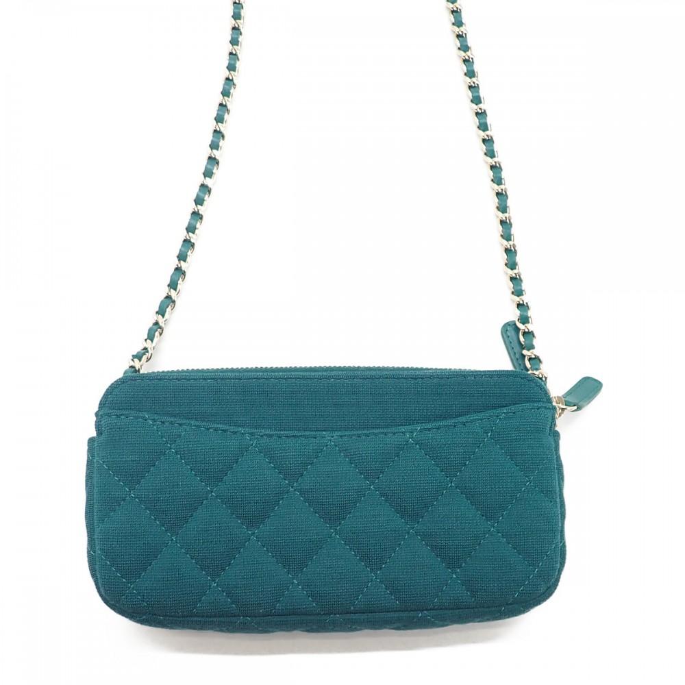 CHANEL  AP0248 Purse green canvas Women