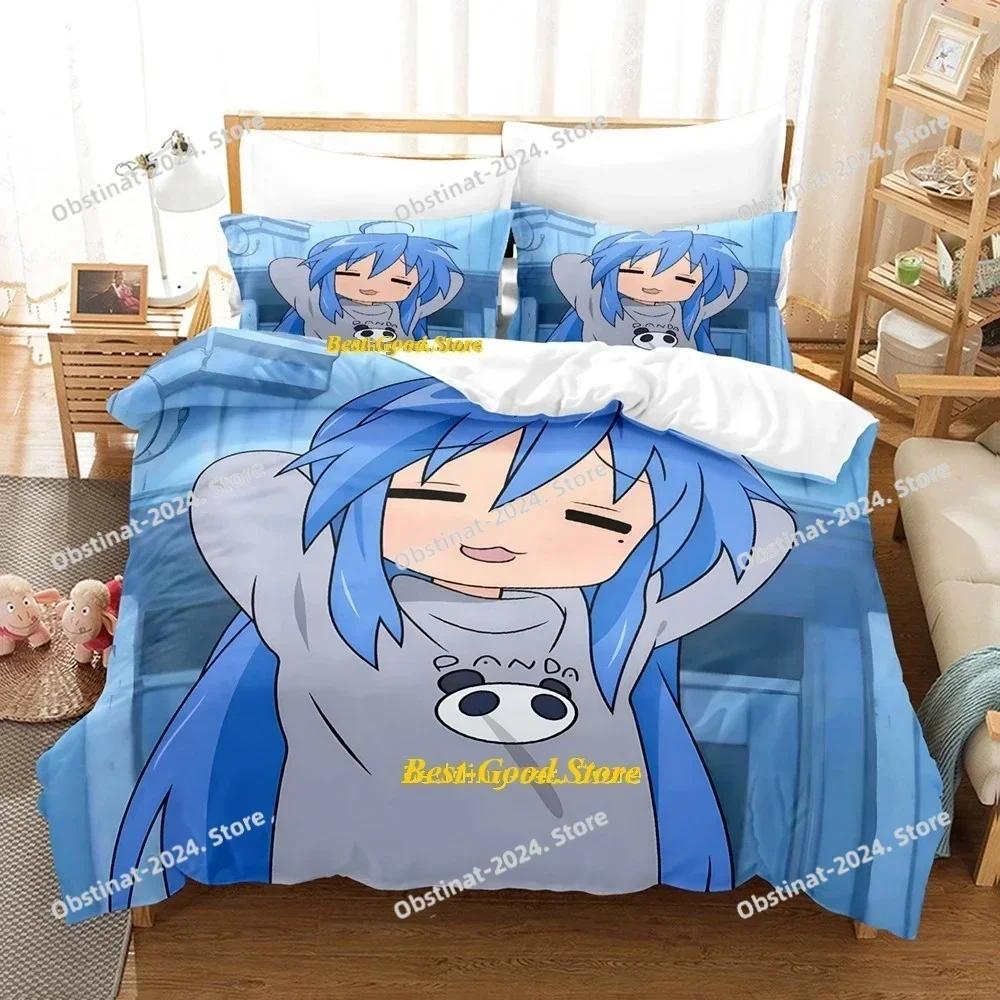 Top Lucky Star Konata Bedding Set Printed Single Comforter Quilt Bed Cover Duvet Cover Pillow Case 3 Pieces Sets Kids Adult Size