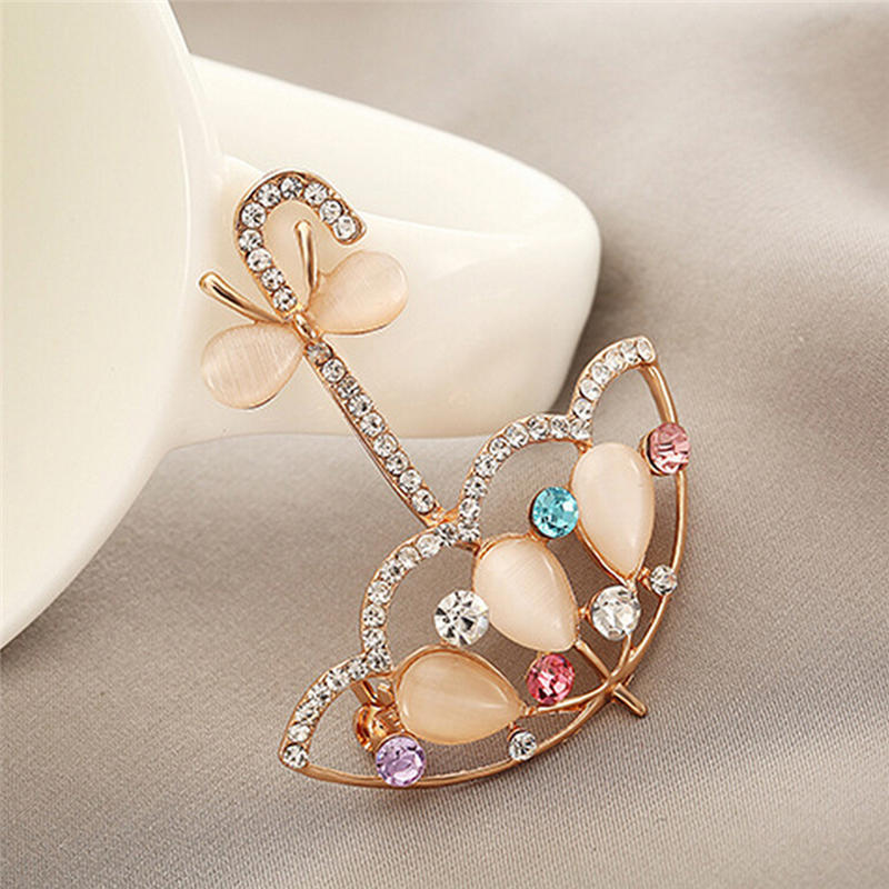 Opal And  Umbrella Brooch Pin Cute Korea Style Brooches For Women