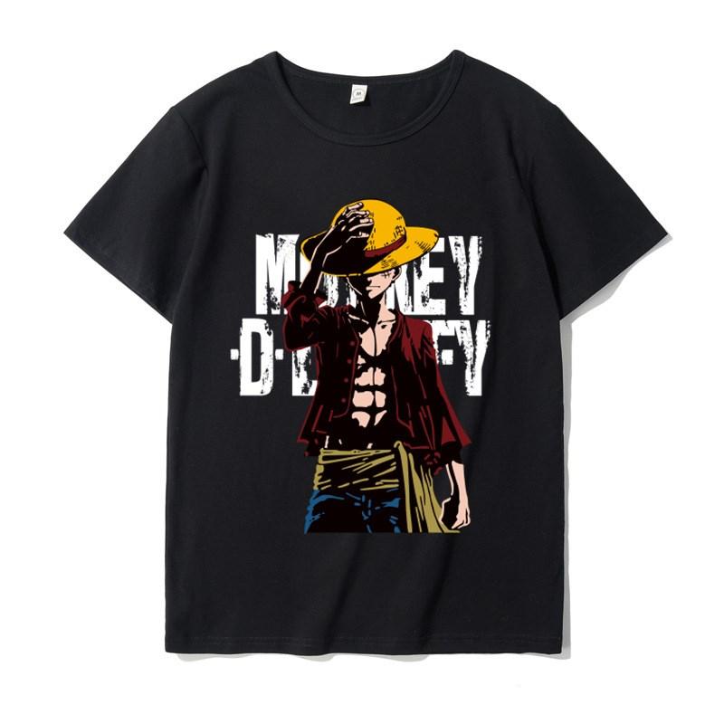 T-shirt Eslo Luffy Sauron Short-sleeved Men's Animation Cartoon Loose Japanese Printing Summer New Men's and Women's Streetwear