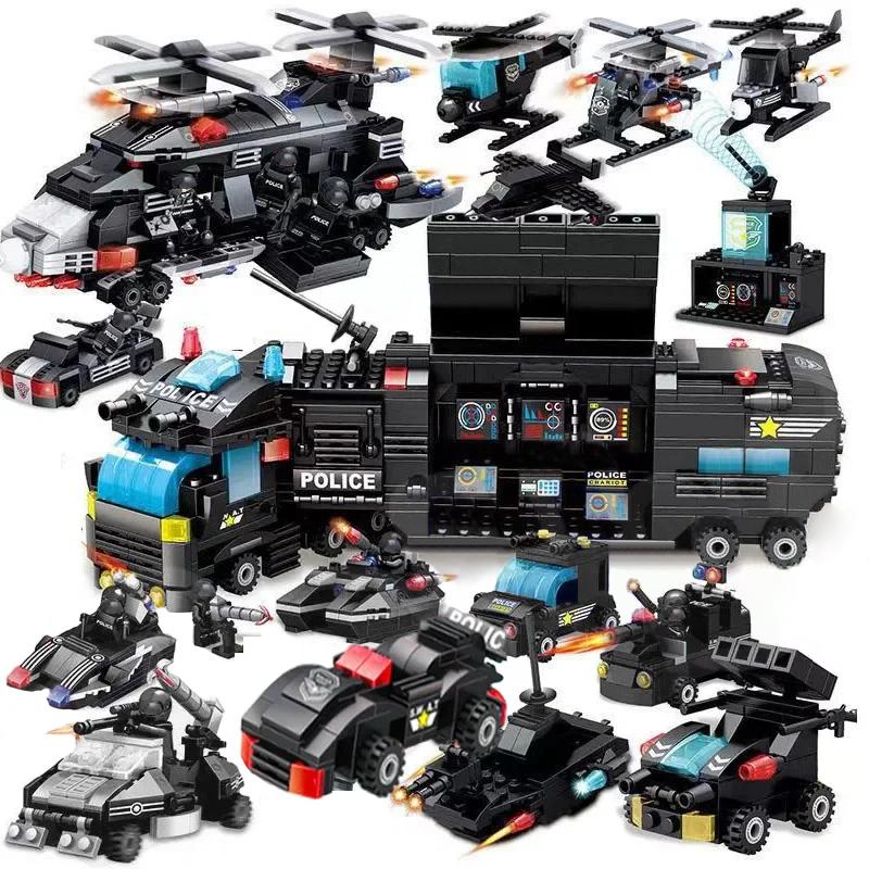 City Police Station SWAT Team Military Set Building Blocks Car Fighting Robot DIY Toy for Kids Birthday Boys Gifts