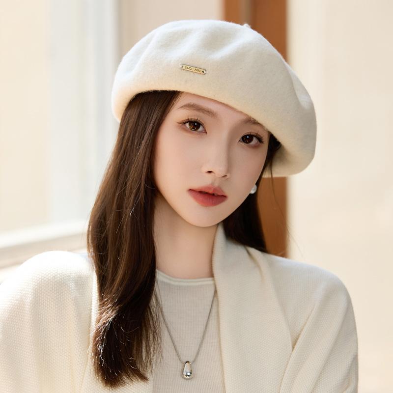 Wool Beret Women's Autumn and Winter Fashion Painter Hat Temperament Bud Hat Warm Pumpkin Hat