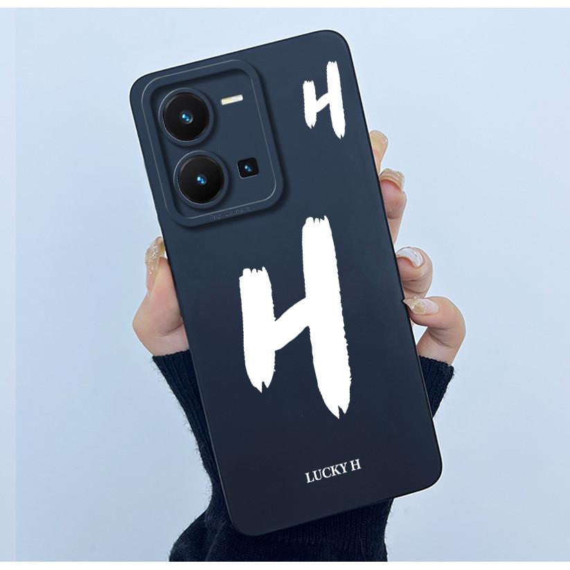 For Vivo Y35 Case Cute Initial Letters Soft Liquid Silicone Back Cover For Vivo Y 35 4G Funda Anti Drop Phone Protector Coque