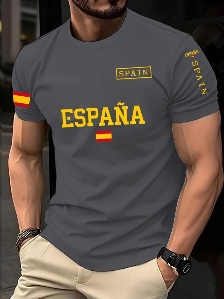 Spain 2026 Football Jersey for Men Classic God Spain Casual Short Sleeve Tops Casual O-Neck Sports Style T-Shirt Man Clothing