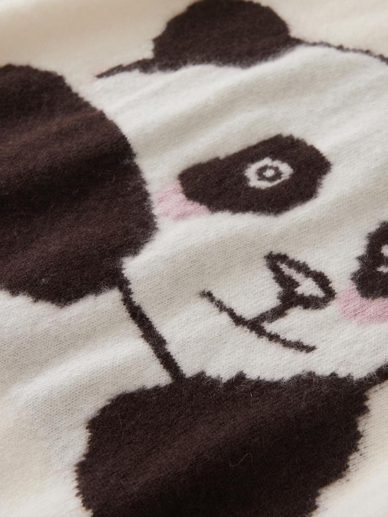 Panda Raglan Sleeve Knit Patchwork T-shirt - Trendy Loose Fit