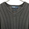 Polo by Ralph Lauren Long sleeve V neck knit M Sweater with elbow patches Men's Used