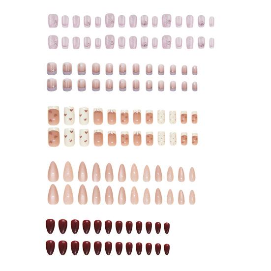 24/30 kusů/sada Umělé nehty s lepidlem Čtvercové Dlouhé Prodloužení nehtů Odnímatelné Domácí Salon Ženy Dívky Plné Krytí Plastové Lisovací nehty Sada