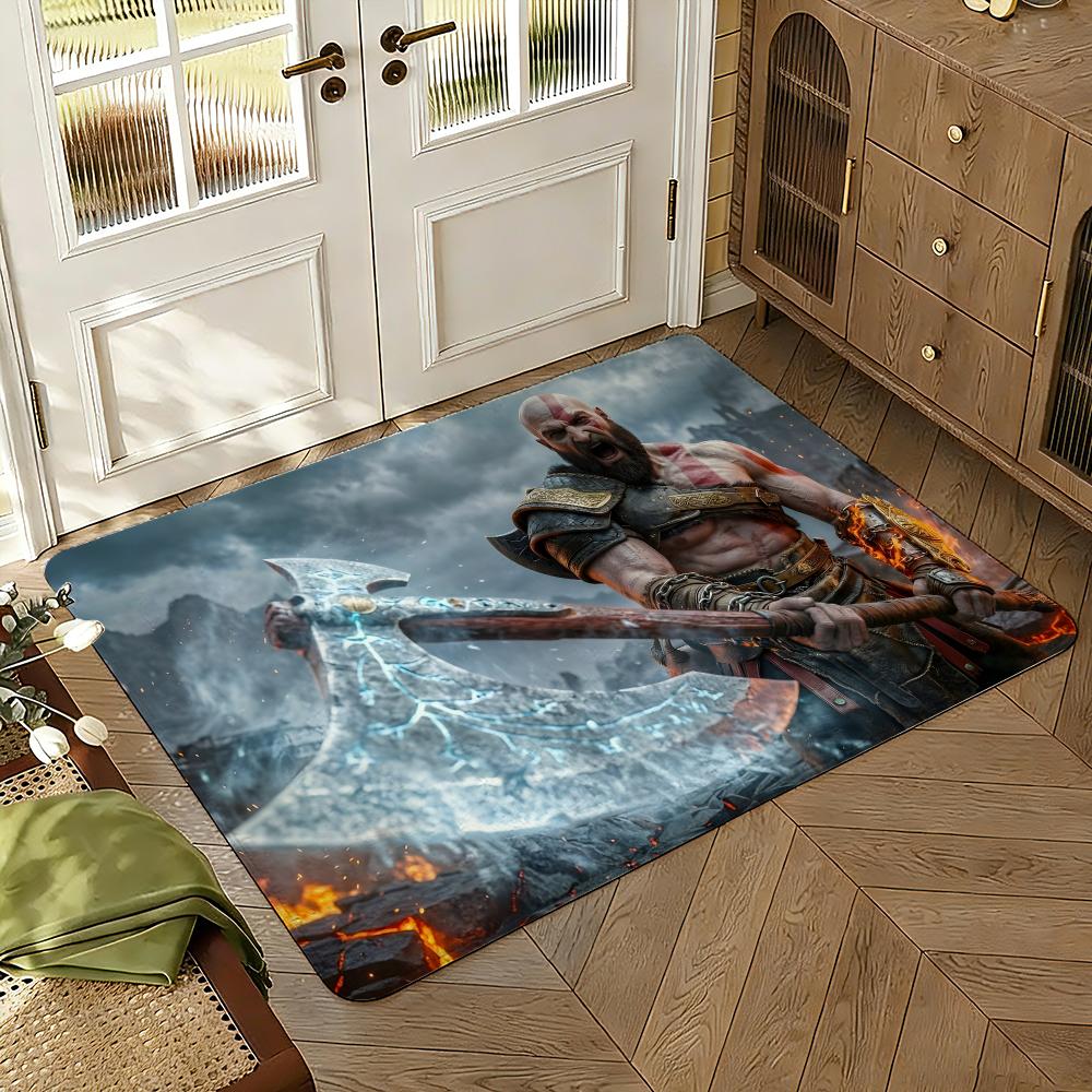 God Game War of Floor Mat Soft Thickened Absorbent Non-Slip Bedroom Living Room Door Mat Home Decor Flannel Rugs