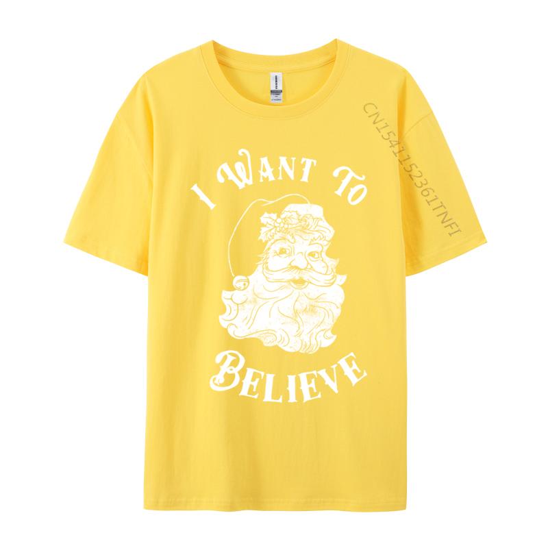 I Want To Believe Santa Funny Christmas Santa Halloween Line Tops Tees Crew Neck Combed Cotton Unisexs T Shirt