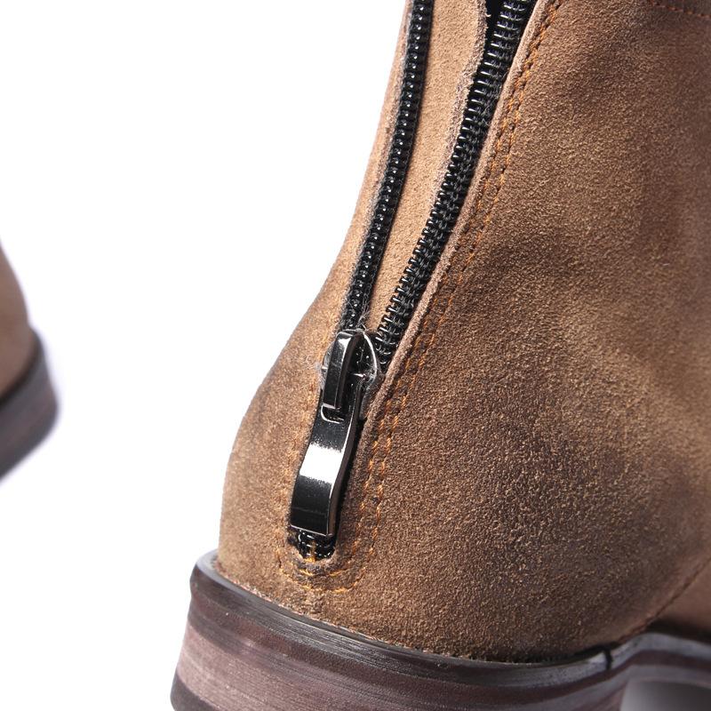 Reverse Suede Retro Men Boots Genuine Leather Men'S Shoes Zipper Desert Boots High-Quality Men'S Ankle Boots Handmade Footwear