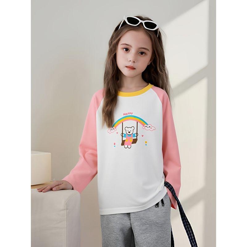 27Home Korean Style Children's Clothing 2026 Autumn New Style Girls' Pure Cotton Cartoon Bottoming Shirt Long-Sleeved T-Shirt Baby Clothes