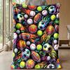 Sports Ball Festival Theme Blanket Lightweight Warm Flannel Blanket Decorative Throw Blanket for Home Decoration