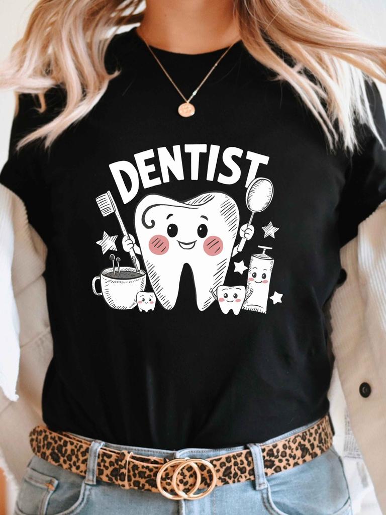 Cute Cartoon Dentist Toothbrush Toothpaste T-shirt
