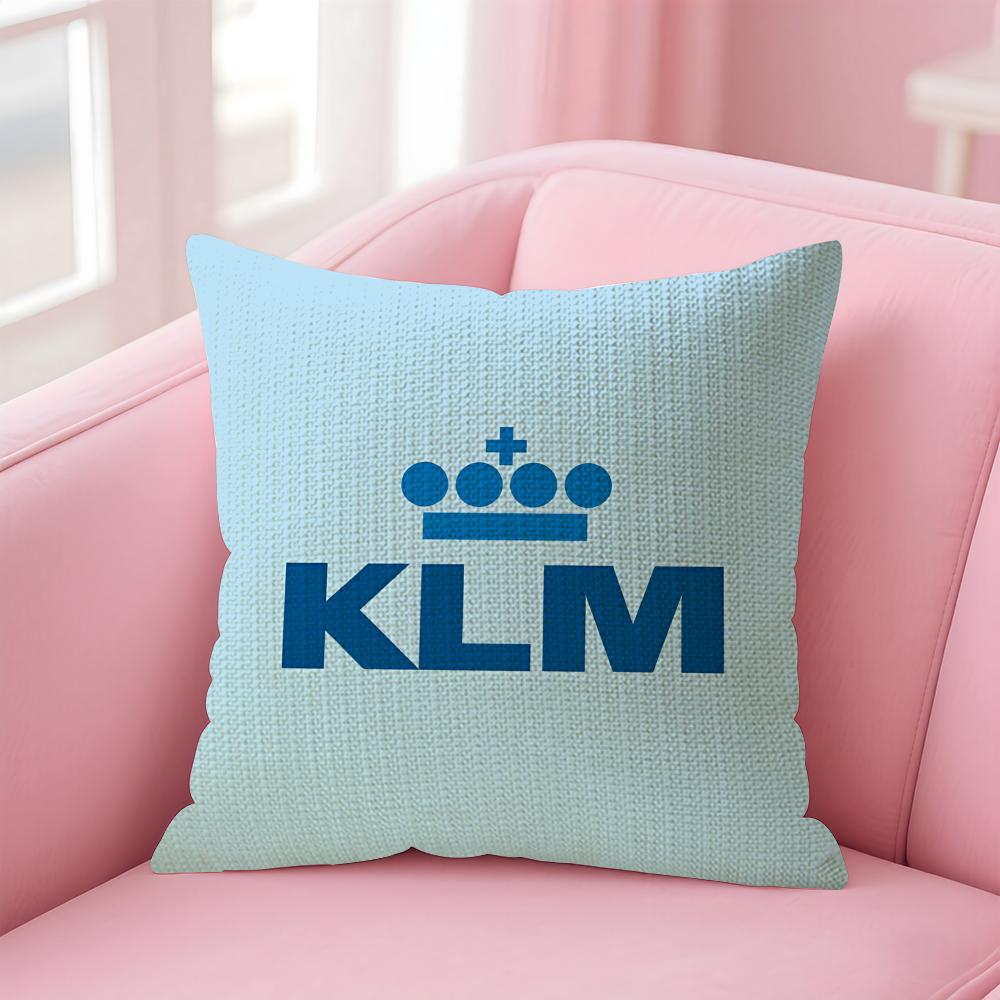 Netherlands KKlm Airlines Cushion Cover Natural Linen Pillow Case DoubleSided Print Decorative Sofa Pillowcase Home Decor Gift 30x30cm