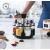 Homlly Rotary Glass Condiment Spice Bottle Stand Set (6pcs)
