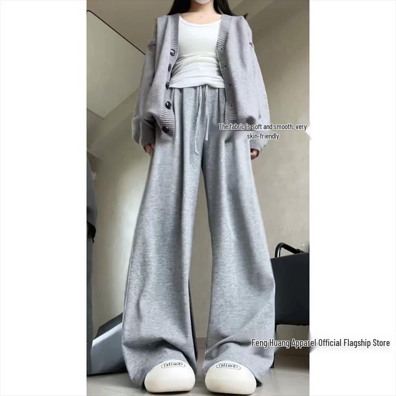 Deep Gray Shiny Diamond Wide-Leg Pants - Women s Korean Style, Spring/Summer 2026 XXS - Kids
