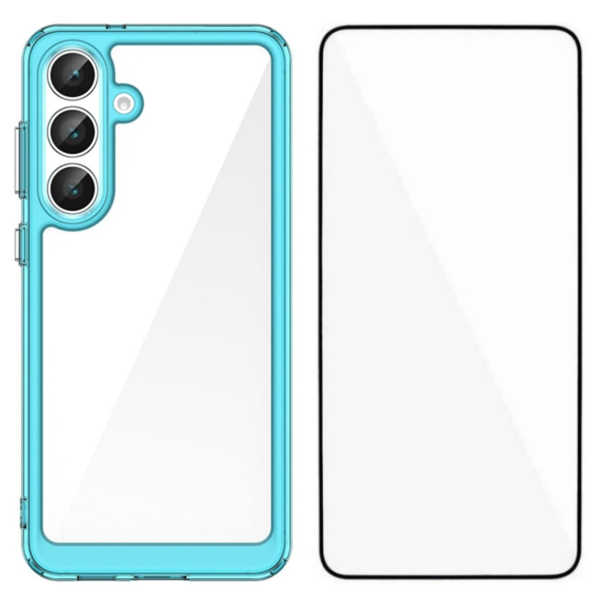 

For Samsung Galaxy S25 FE Phone Case WANLONFENG XC Series TPU Acrylic Cover with Tempered Glass (Big Lens Hole) D