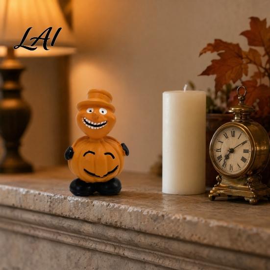 Window Sill Halloween Decor Pumpkin Figure Ornaments Hand-Painted Resin Decorations with Unique Garden Expressions Figurine for Desktop Windowsill