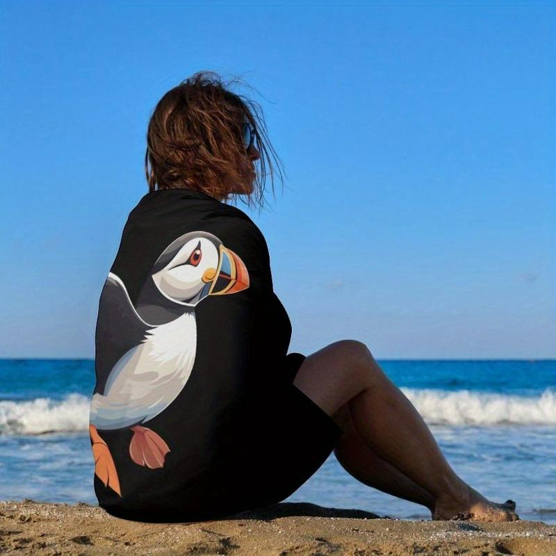 Puffin Bird Adult Beach Towel, Soft Lightweight for Sports Spa Yoga Hotel Gym