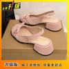 Fashion Versatile Comfortable Temperament Thick Heel Sandals 2025 Spring and Summer New French Bow Bag Head Sandals Women