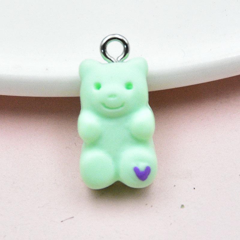 Colorful Resin Heart Bear Earring & Keychain Pendant - DIY Handmade Jewelry Charm