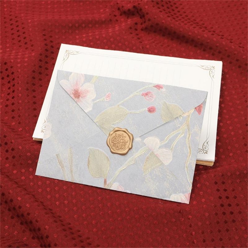 20Pcs Antique Floral Pattern Envelopes 6.46x4.4Inch Folding Envelopes For Wedding Invitation Valentines Card And Mailing