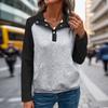 Felpa con collo alto e cuciture a contrasto, casual, comoda, autunnali, da donna, con scollo a V e motivo a zigzag, Muscle Sense