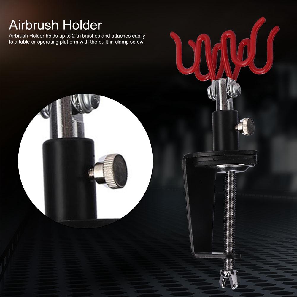 Airbrush Holder Stand Holds 2 Airbrushes Clamp on  Table Mount Paint Hobby Kit
