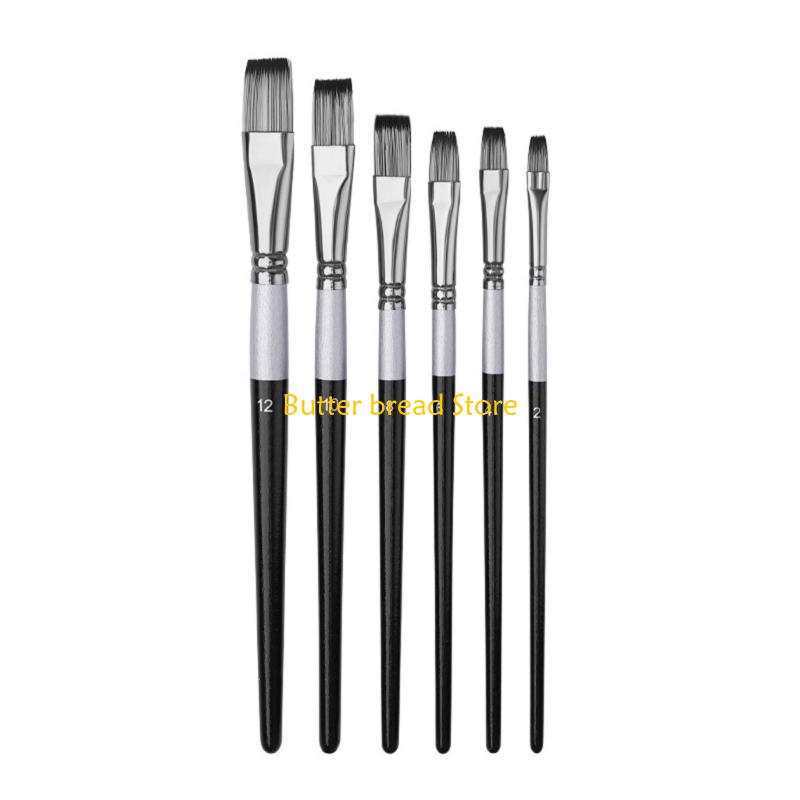 W89C 6Pcs Paintbrush Artists Paint Brush for Acrylic Watercolor Gouache Painting