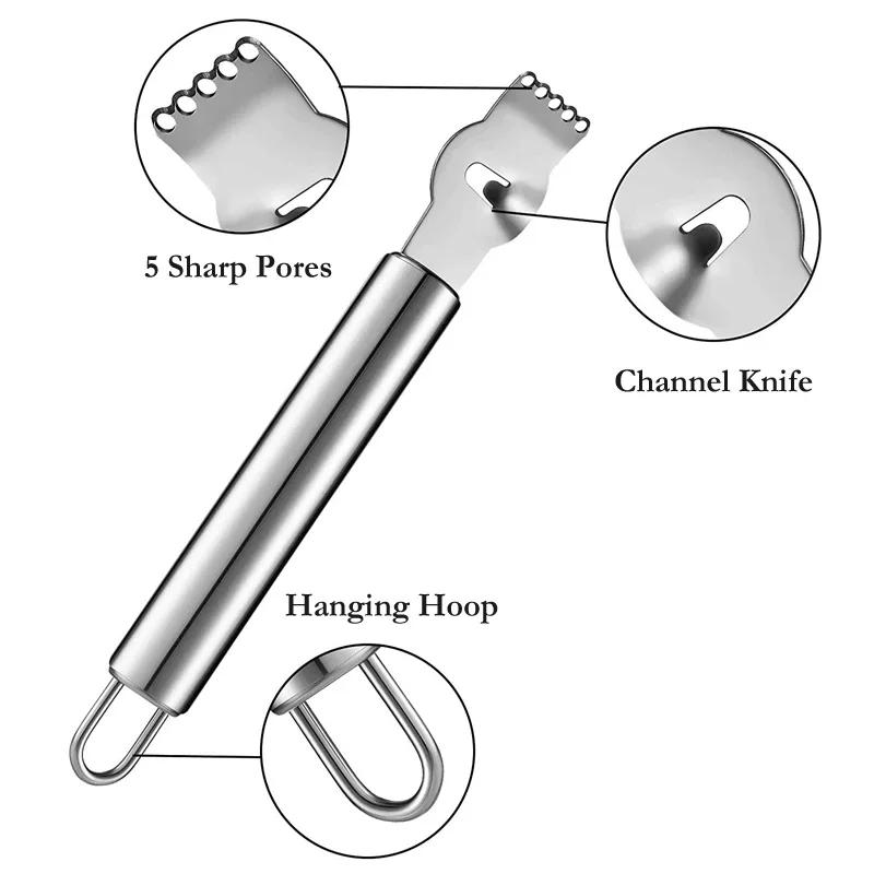Lemon Peeler Zester Citrus Fruit Grater Lime Orange Channel Knife Stainless Steel Grater Peeling Tool Home Kitchen Accessories