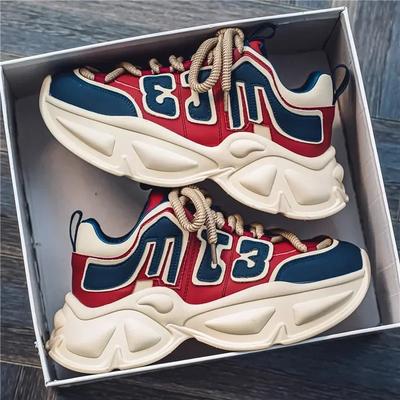 Sneakers Casual da Uomo alla Moda Colori Misti Autunno Inverno Scarpe da Corsa alla Moda Retro con Lacci Sport Outdoor Comode Scarpe con Zeppa