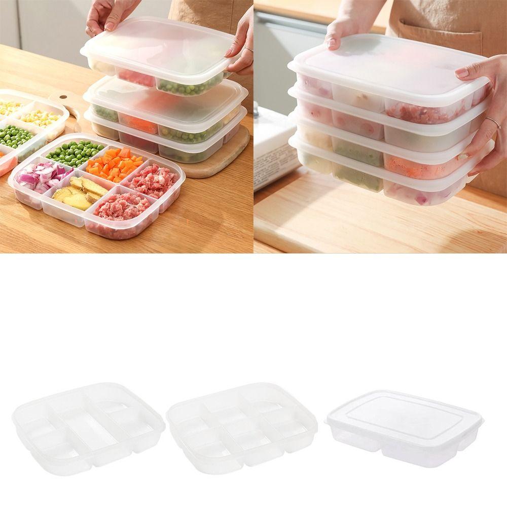 

4/5/6Grids Sub-Packed Meat Compartment Box Portable Refrigerator Freezer Organizer 4 Grids